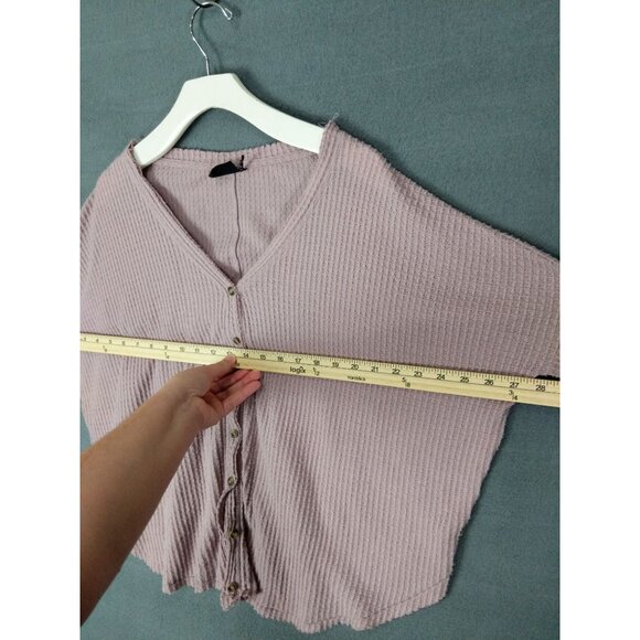 OUT FROM UNDER URBAN O Womens JoJo Waffle Knit Top SZ S Mauve Slouchy Oversize - Picture 5 of 10